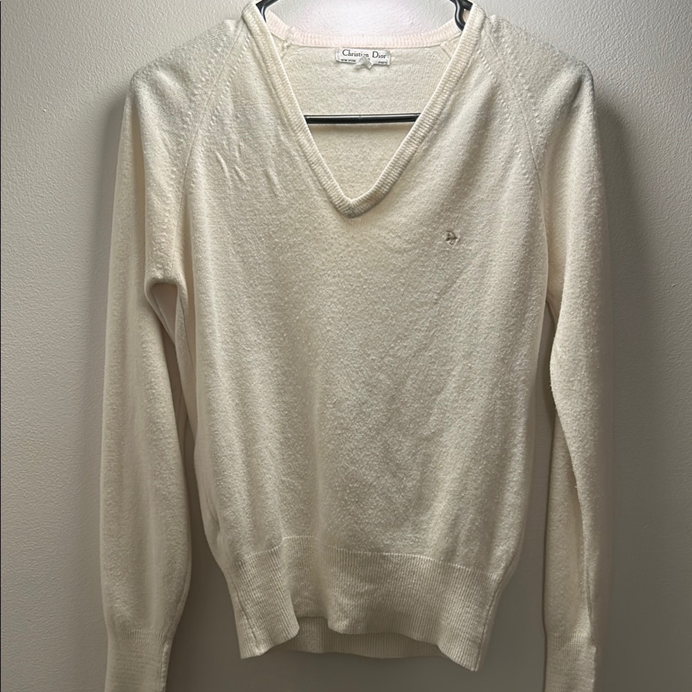 Dior Cream V-Neck Sweater